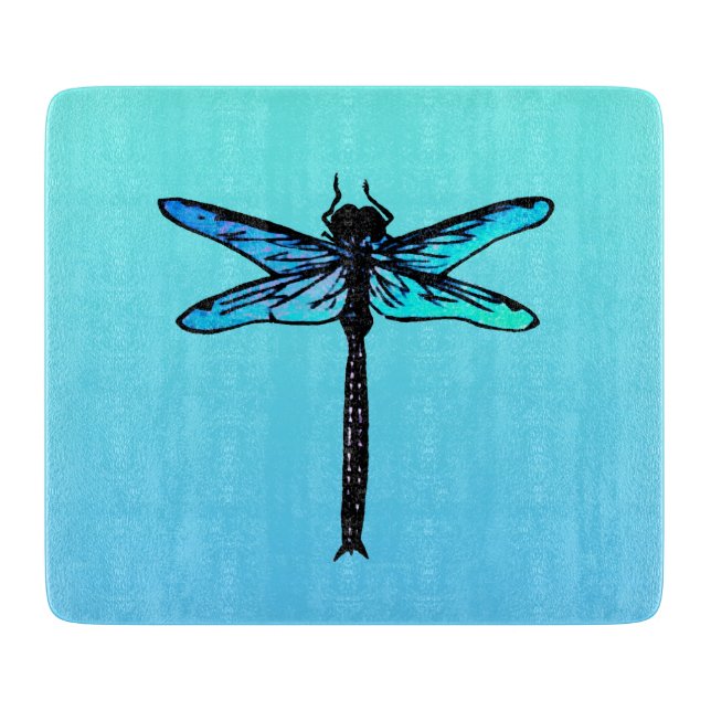 Vintage Japanese Dragonfly, turquoise blue Cutting Board (Front)