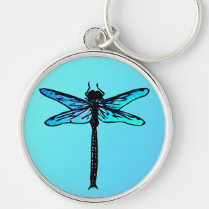 Vintage Japanese Dragonfly, turquoise blue Key Ring