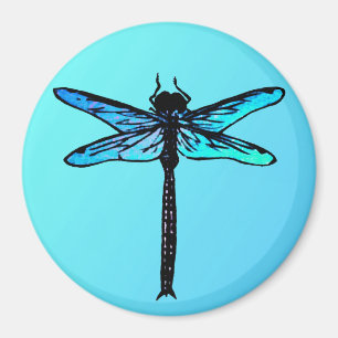 Vintage Japanese Dragonfly, turquoise blue Magnet