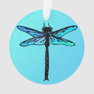 Vintage Japanese Dragonfly, turquoise blue Ornament