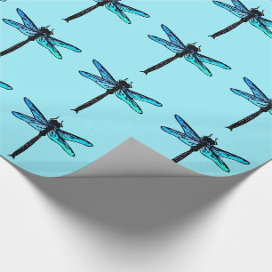 Vintage Japanese Dragonfly, turquoise blue Wrapping Paper