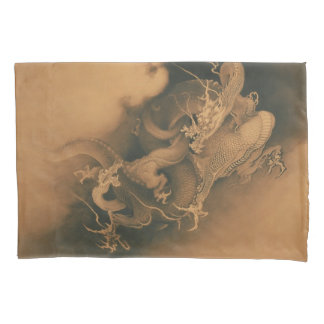 Vintage Japanese Dragons Battle Pillowcase