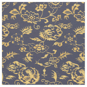 Vintage Japanese Dragons, Birds & Flowers Pattern Fabric