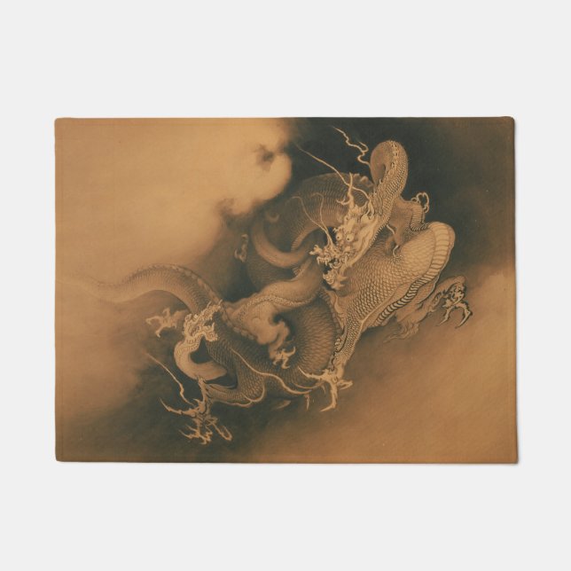 Vintage Japanese Dragons In The Clouds Doormat (Front)