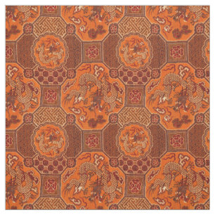 Vintage Japanese Dragons Pattern Fabric
