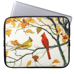 Vintage Japanese drawing, Cardinals on a branch Laptop Sleeve