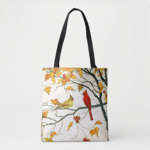 Vintage Japanese Drawing, Cardinals on a Branch Tote Bag