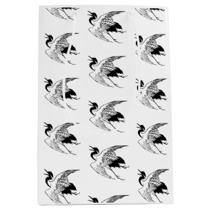 Vintage Japanese Drawing of a Crane Medium Gift Bag