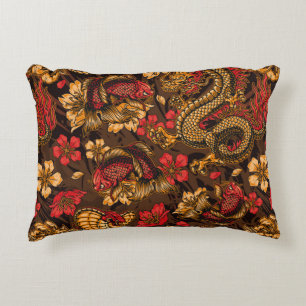 Vintage japanese elements seamless pattern with fa decorative cushion