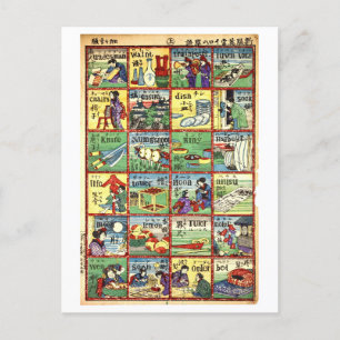 Vintage Japanese-English Translation Chart Postcard