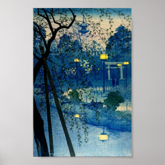 Vintage Japanese Evening Woodblock Art Ukiyo-E Poster