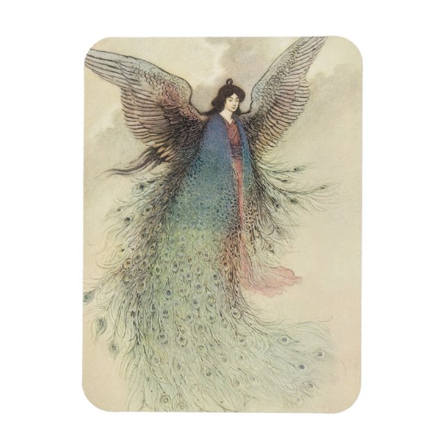 Vintage Japanese Fairy Tale, The Moon Maiden Magnet (Vertical)
