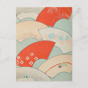 Vintage Japanese Fans Postcard