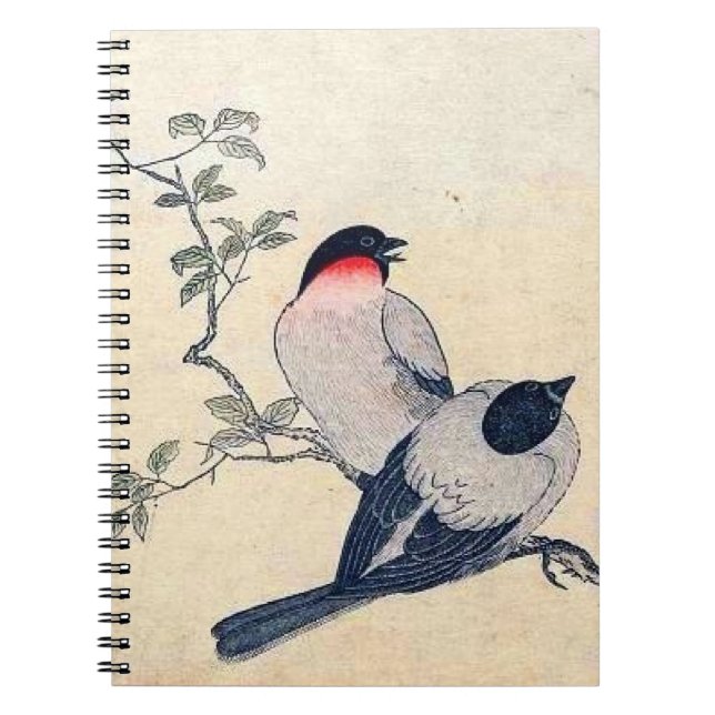 Vintage Japanese Finches Spiral Notebook (Front)