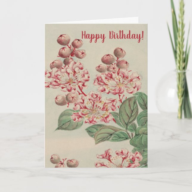 Vintage Japanese Fine Art Cherry Blossom Birthday  Card (Front)
