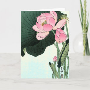 Vintage Japanese Fine Art: Lotus Flower Card