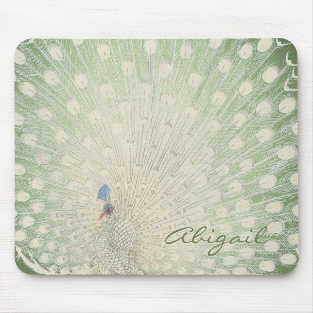 Vintage Japanese Fine Art | Peacock Personalised Mouse Mat (Front)