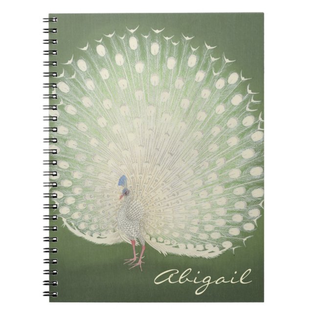 Vintage Japanese Fine Art | Peacock Personalised Notebook (Front)