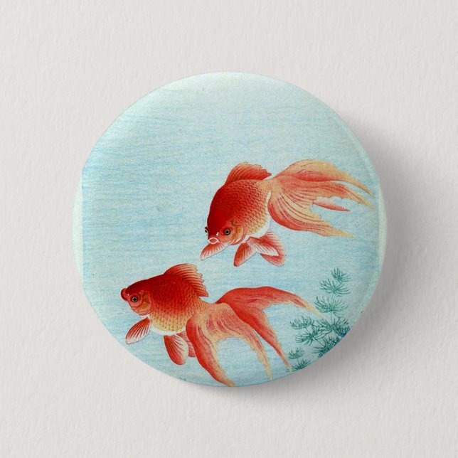 Vintage Japanese Fish Print 6 Cm Round Badge (Front)