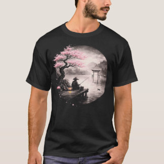 Vintage Japanese Fisherman Cherry Blossom Zen T-Shirt