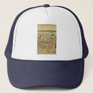 Vintage Japanese Fishing Woodblock Print Trucker Hat
