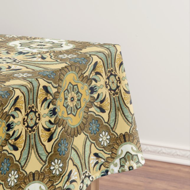 Vintage Japanese Floral Brocade Pattern Tablecloth (In Situ)