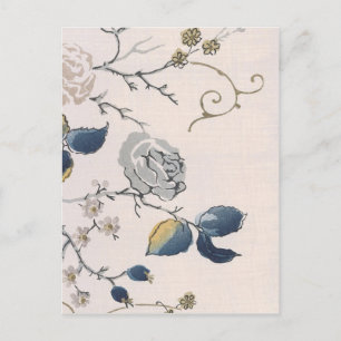Vintage Japanese Floral Fabric Art 153 Postcard