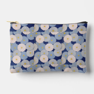 Vintage Japanese Floral Soft Blue Accessory Pouch