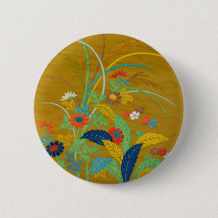 Vintage Japanese Floral Wildflower G.A. Audsley 6 Cm Round Badge
