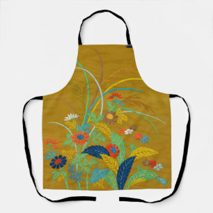 Vintage Japanese Floral Wildflower G.A. Audsley Apron
