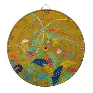 Vintage Japanese Floral Wildflower G.A. Audsley Dartboard