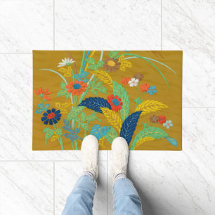 Vintage Japanese Floral Wildflower G.A. Audsley Doormat