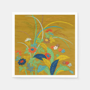 Vintage Japanese Floral Wildflower G.A. Audsley Napkin