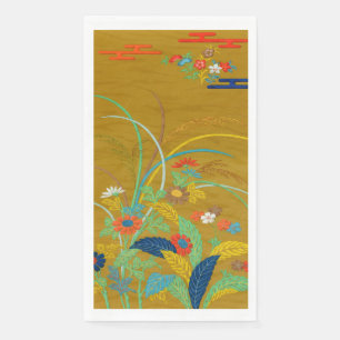 Vintage Japanese Floral Wildflower G.A. Audsley Napkin