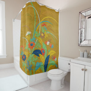Vintage Japanese Floral Wildflower G.A. Audsley Shower Curtain