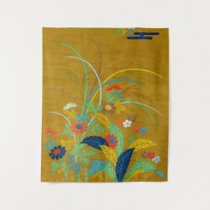 Vintage Japanese Floral Wildflower G.A. Audsley Tapestry