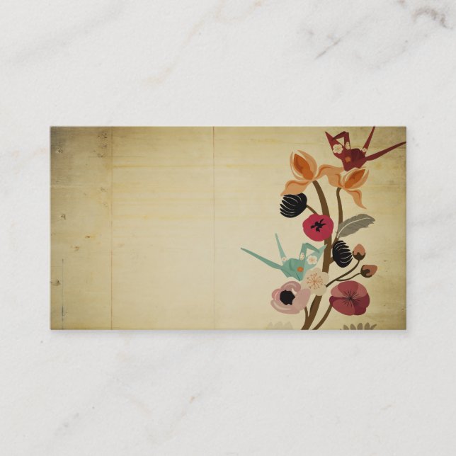 Vintage Japanese flowers Business Card (Front)