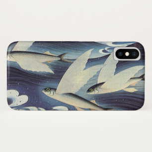 Vintage Japanese Flying Fish in Ocean, Japonism iPhone X Case