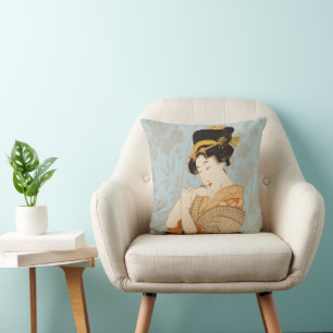 Vintage Japanese Geisha Girl Entertainer in Kimono Cushion