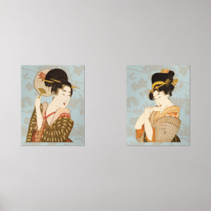Vintage Japanese Geisha Girls in Kimonos