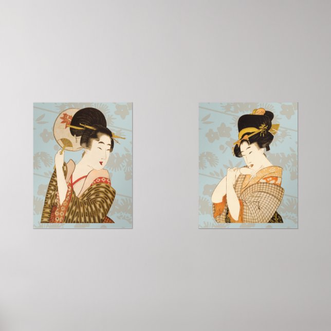 Vintage Japanese Geisha Girls in Kimonos (Front)
