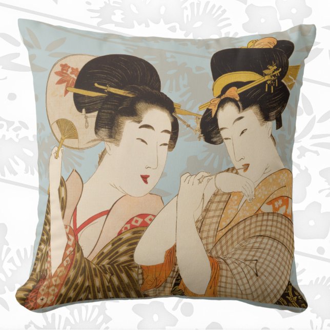 Vintage Japanese Geisha Girls in Kimonos Cushion (Creator Uploaded)
