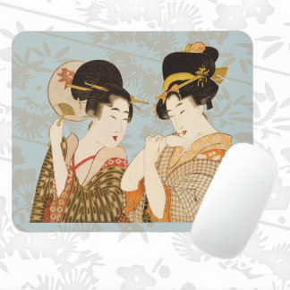 Vintage Japanese Geisha Girls in Kimonos Mouse Mat