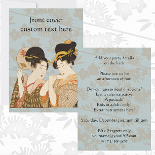 Vintage Japanese Geisha Girls in Kimonos Party Invitation