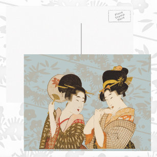 Vintage Japanese Geisha Girls in Kimonos Postcard