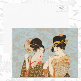 Vintage Japanese Geisha Girls in Kimonos Postcard