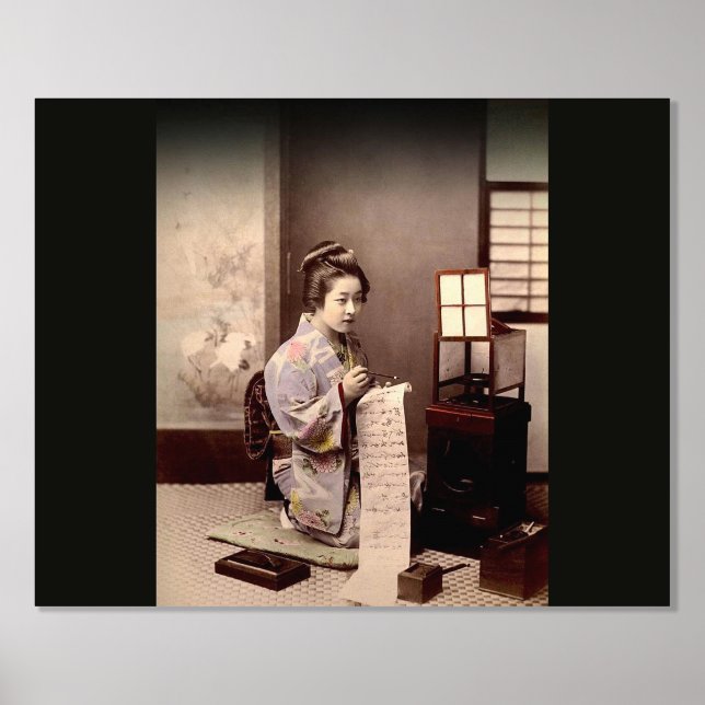 Vintage Japanese Geisha - Letter Writer  Foil Prints (Front)