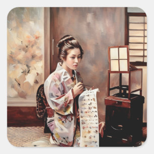 Vintage Japanese Geisha - Letter Writer Sticker