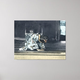 Vintage Japanese Girl Bowing Dogeza Canvas Print