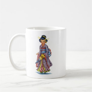 Vintage Japanese Girl in Kimono Coffee Mug